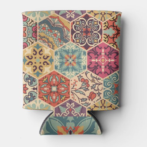 Colorful Patchwork Islam Majolica Tile Can Cooler