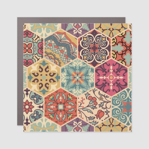 Colorful Patchwork Islam Majolica Tile Car Magnet