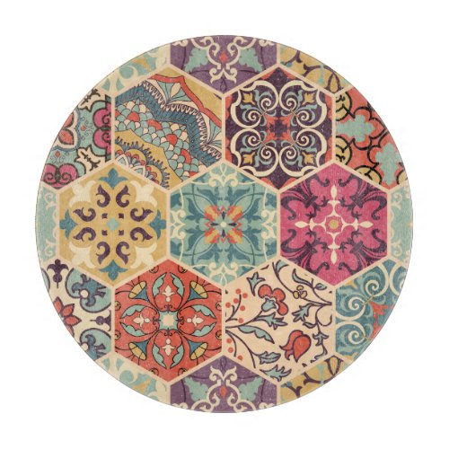 Colorful Patchwork Islam Majolica Tile Cutting Board
