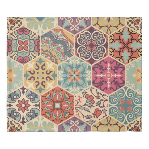 Colorful Patchwork Islam Majolica Tile Duvet Cover