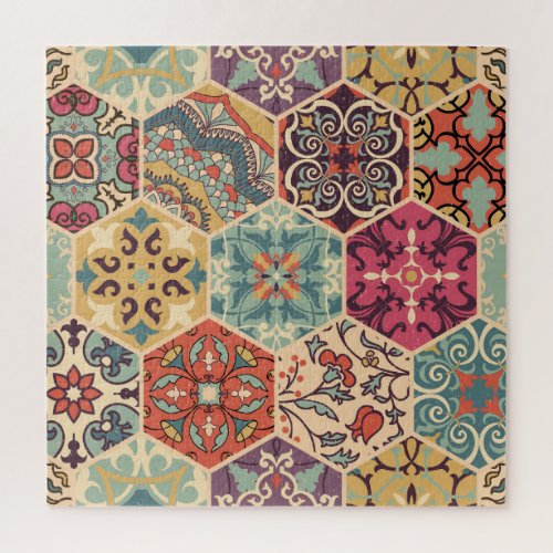 Colorful Patchwork Islam Majolica Tile Jigsaw Puzzle