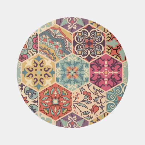 Colorful Patchwork Islam Majolica Tile Rug