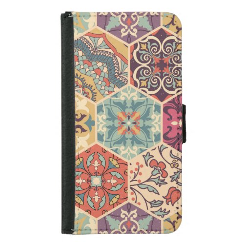 Colorful Patchwork Islam Majolica Tile Samsung Galaxy S5 Wallet Case
