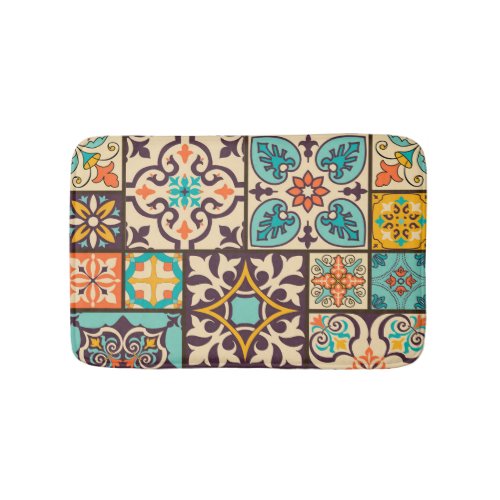 Colorful Patchwork Islam Motifs Tile Bath Mat