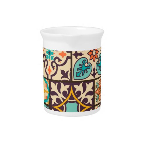 Colorful Patchwork Islam Motifs Tile Beverage Pitcher