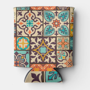 Colorful Patchwork Islam Motifs Tile Can Cooler