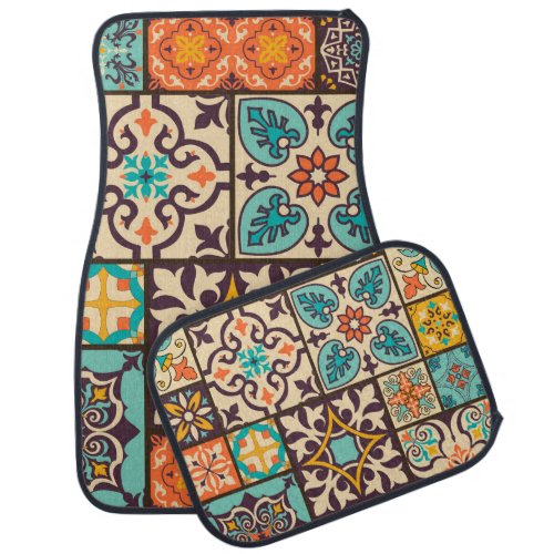 Colorful Patchwork Islam Motifs Tile Car Floor Mat