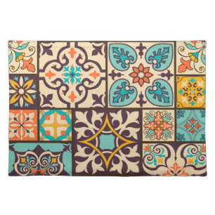 Colorful Patchwork Islam Motifs Tile Cloth Placemat