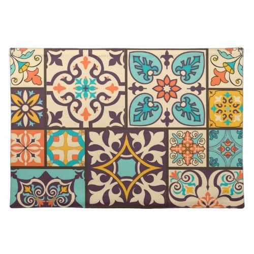Colorful Patchwork Islam Motifs Tile Cloth Placemat