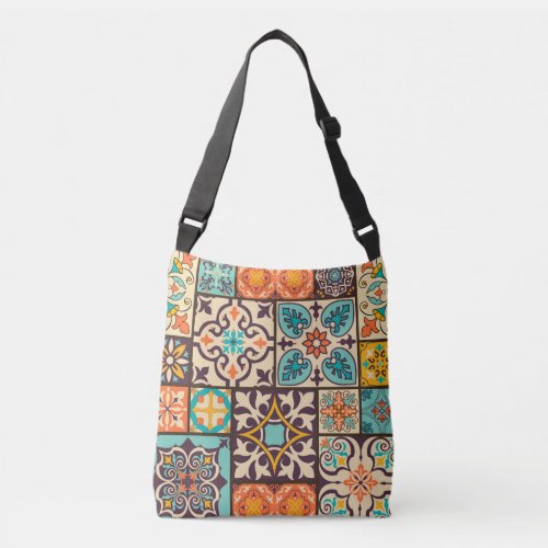 Colorful Patchwork Islam Motifs Tile Crossbody Bag