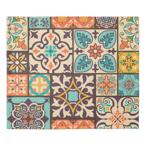 Colorful Patchwork Islam Motifs Tile Duvet Cover