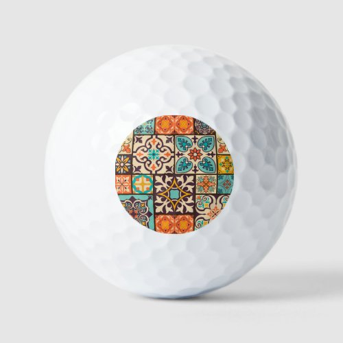 Colorful Patchwork Islam Motifs Tile Golf Balls