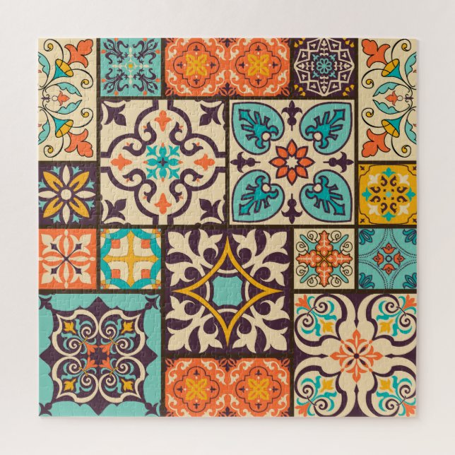 Colorful Patchwork Islam Motifs Tile Jigsaw Puzzle (Vertical)