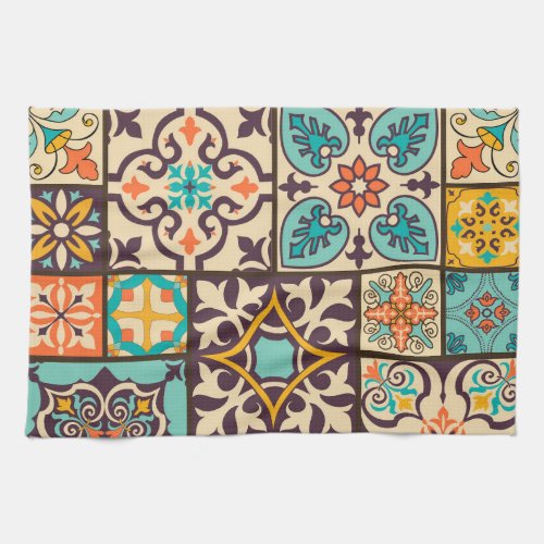 Colorful Patchwork Islam Motifs Tile Kitchen Towel