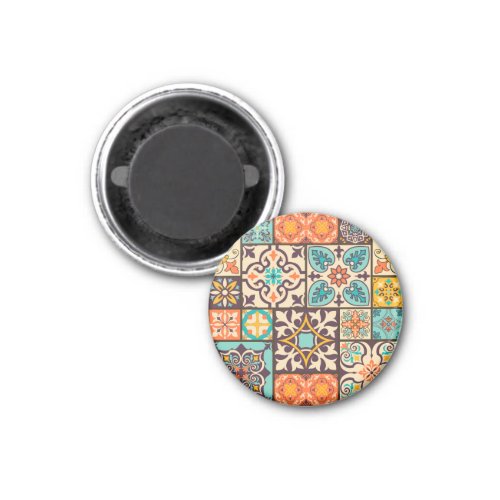 Colorful Patchwork Islam Motifs Tile Magnet
