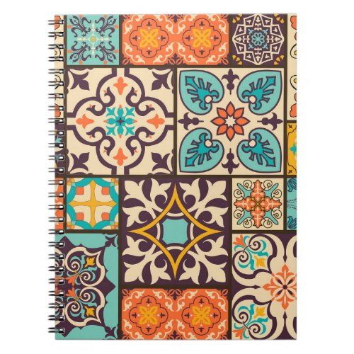 Colorful Patchwork Islam Motifs Tile Notebook