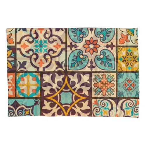 Colorful Patchwork Islam Motifs Tile Pillow Case
