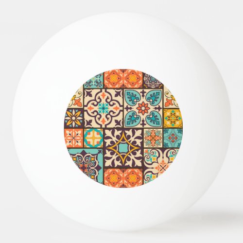 Colorful Patchwork Islam Motifs Tile Ping Pong Ball