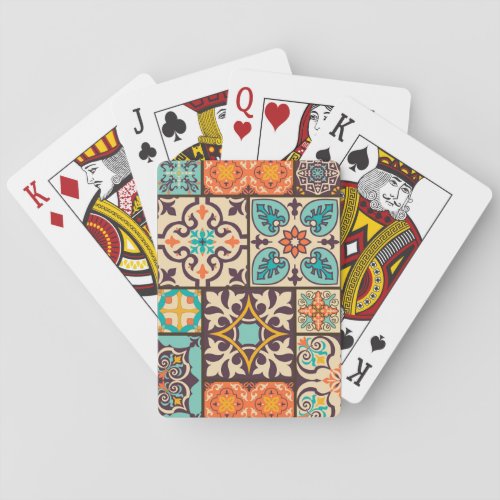 Colorful Patchwork Islam Motifs Tile Playing Cards