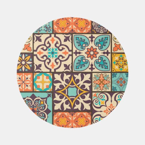 Colorful Patchwork Islam Motifs Tile Rug