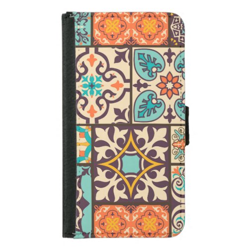 Colorful Patchwork Islam Motifs Tile Samsung Galaxy S5 Wallet Case