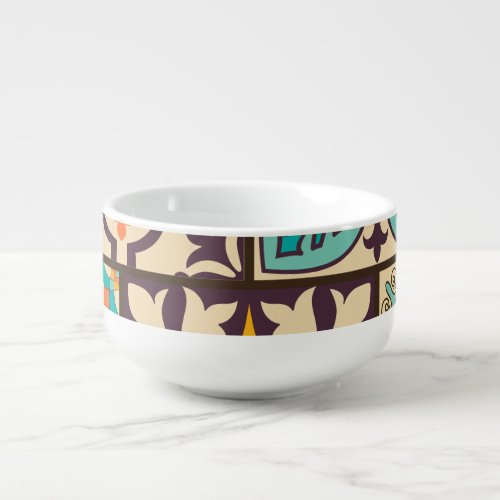 Colorful Patchwork Islam Motifs Tile Soup Mug