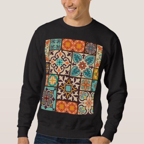 Colorful Patchwork Islam Motifs Tile Sweatshirt