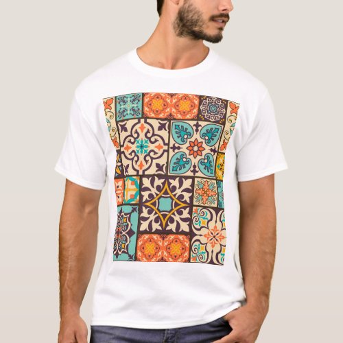 Colorful Patchwork Islam Motifs Tile T_Shirt