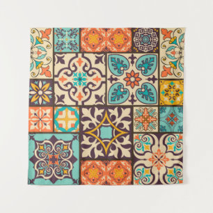 Colorful Patchwork Islam Motifs Tile Tapestry