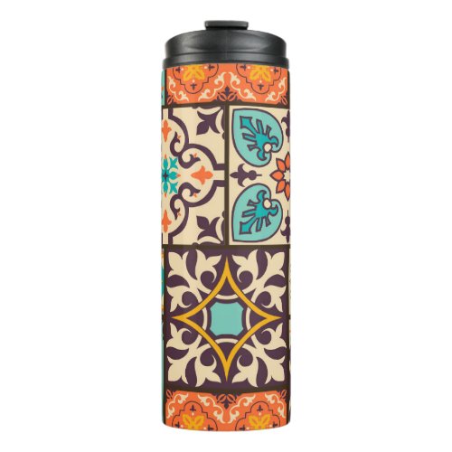 Colorful Patchwork Islam Motifs Tile Thermal Tumbler