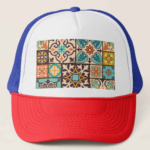 Colorful Patchwork Islam Motifs Tile Trucker Hat