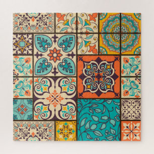 Colorful Patchwork Islamic Majolica Tile Jigsaw Puzzle