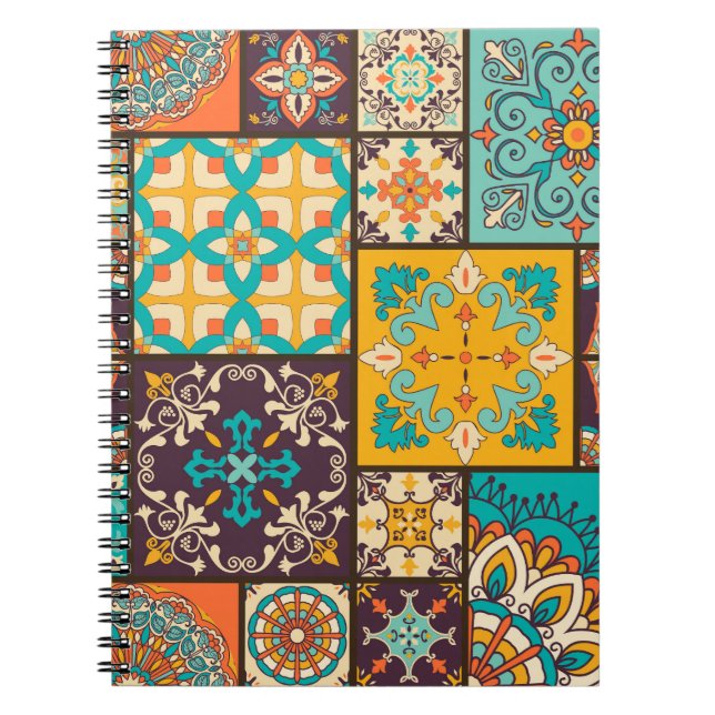 Colorful Patchwork Islamic Tile Seamless Notebook (Front)