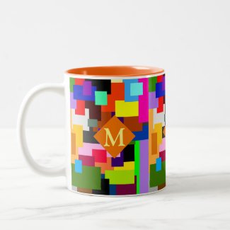 Colorful Patchwork Layers Modern Abstract Monogram