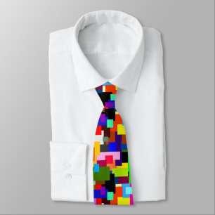 Colorful Patchwork Layers Modern Abstract Neck Tie