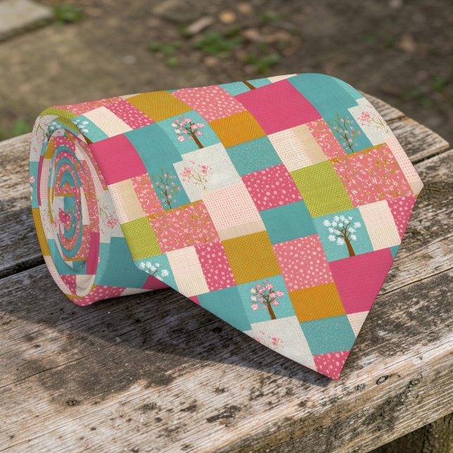 Colorful Patchwork Pattern Custom Necktie (Creator Uploaded)