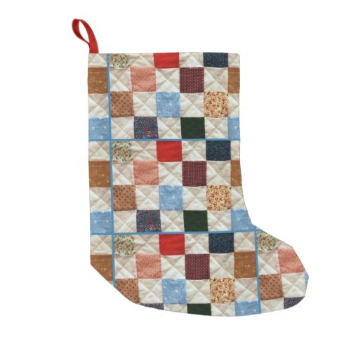 Colorful patchwork pattern small christmas stocking