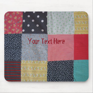 colorful patchwork pattern vintage cottagecore mouse pad