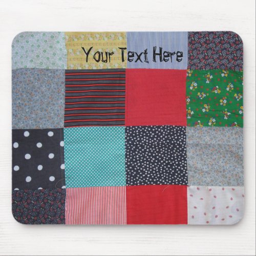 colorful patchwork patterned vintage fabric mouse pad