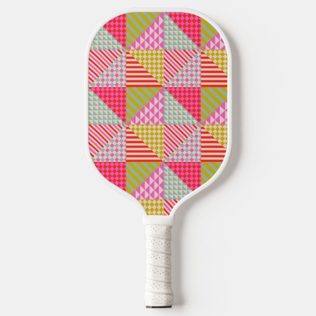 Colorful Patchwork Pickleball Paddle (Front)