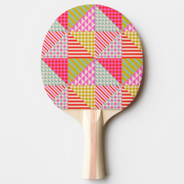 Colorful Patchwork Ping Pong Table Tennis Paddle (Front)