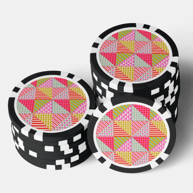 Colorful Patchwork Poker Chips (Stack)