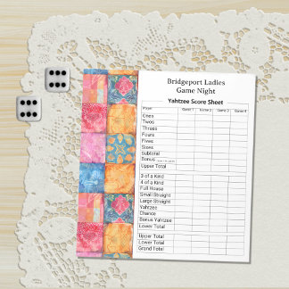 Colorful Patchwork Print Yahtzee Night Notepad
