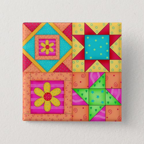 Colorful Patchwork Quilt 4 Block Pins