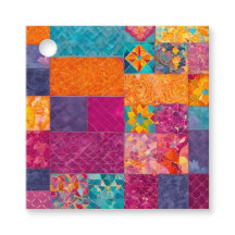 Colorful Patchwork Quilt Art Gift Tags