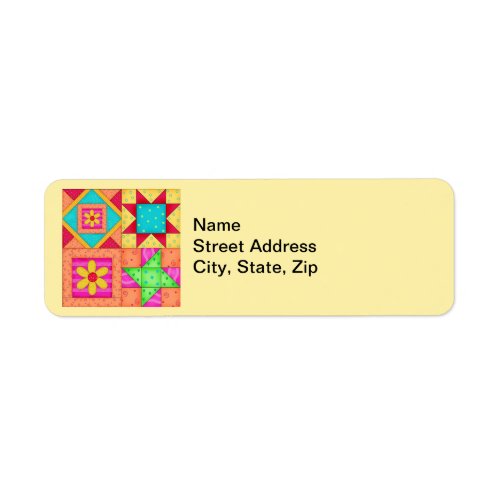 Colorful Patchwork Quilt Art Label