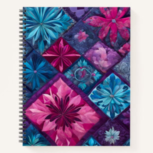 Colorful Patchwork Quilt Art Spiral Notebook