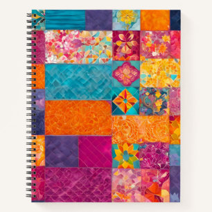 Colorful Patchwork Quilt Art Spiral Notebook