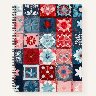 Colorful Patchwork Quilt Art Spiral Notebook