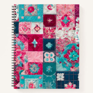 Colorful Patchwork Quilt Art Spiral Notebook